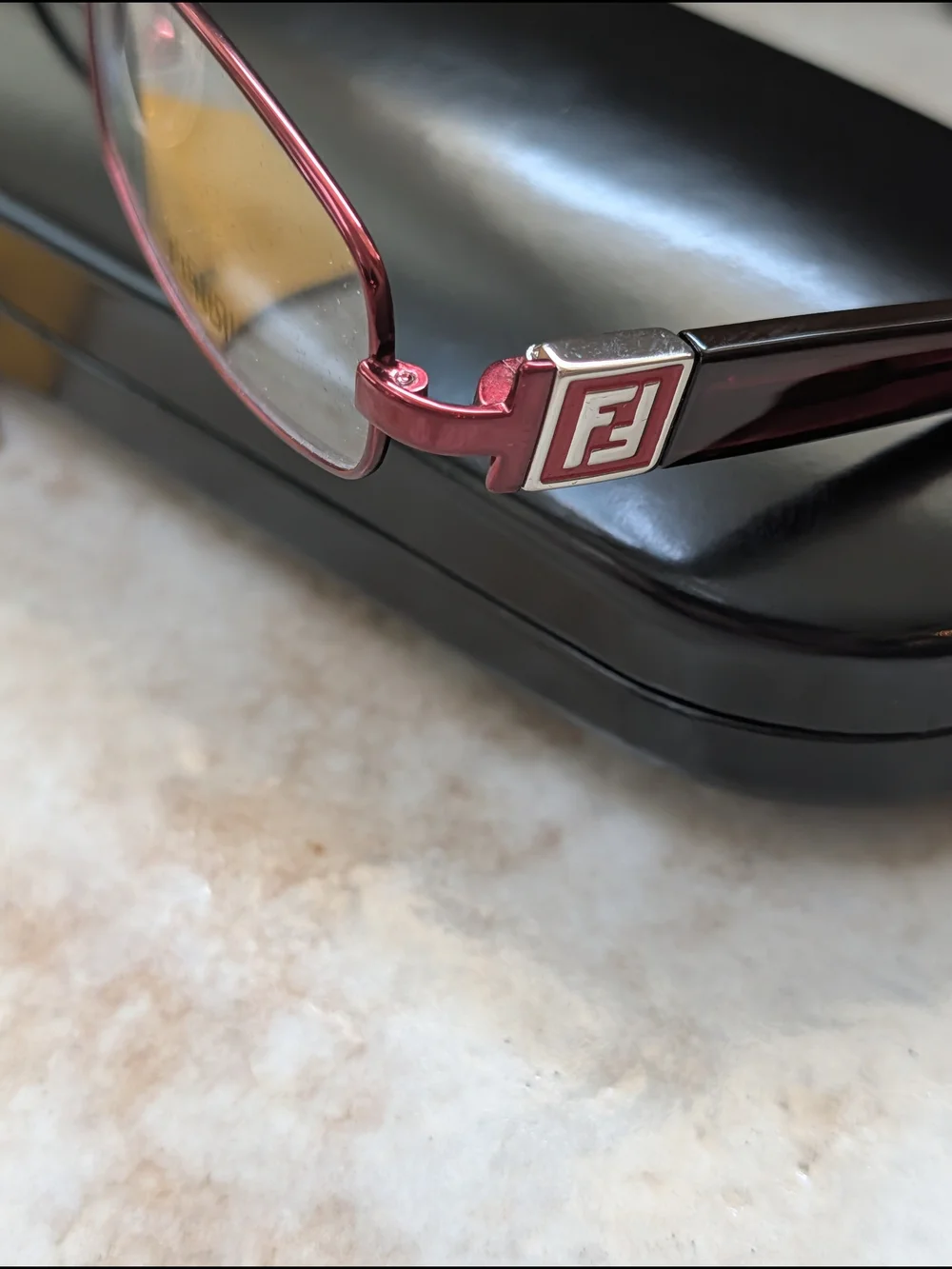 Fendi Rectangular Pink/Burgundy Eyeglasses w Case & Authentication Card New